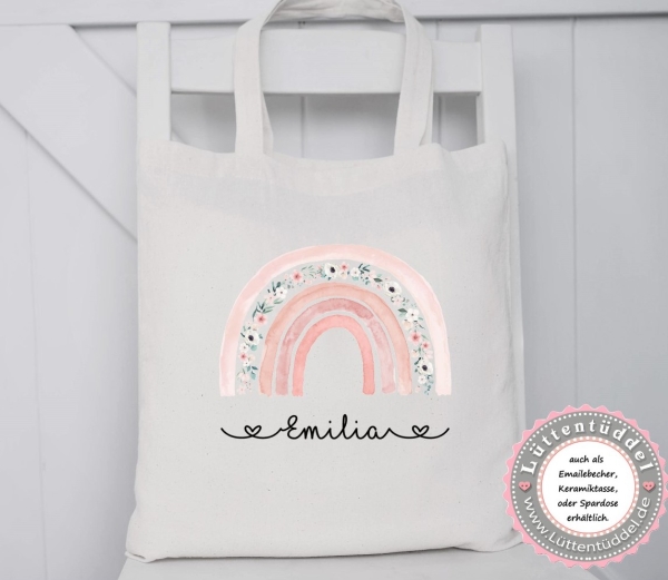 zuckersüße Tasche Regenbogen Flower Wechselwäsche Wechselkleidung (personalisiert) Kindergarten  Wunschname KITA Kindergarten Lüttentüddel®
